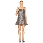 GANNI 가니 슬리브리스 미니 드레스 Leopard GANF J1661 WD168