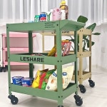 미용실 카페 철제 3단 선반 이동식 카트