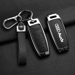 금속 가죽 자동차 키 케이스 커버 쉘 아우디 Q8 RSQ8 A6 C8 S6 A7 S7 A3 8Y A8 D5 4N E-tron GT Q4 Q7 4 4 06 D-blue keyrin