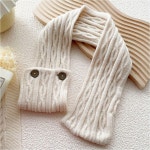 꽈배기 미니 투 단추 고리 목도리 겨울 머플러