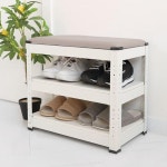 부모님 무릎건강 견고한 철제프레임 벤치 신발수납장