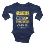 Grandpa Knows Everything 재미있는 유아용 롬퍼 긴소매 크롤링 의류 C-네이비