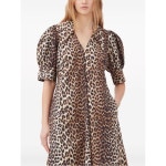 GANNI GANNI 943 leopard print poplin dress
