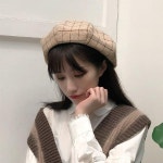 여성 베레모 가을 겨울 영국 화가 격자 무늬 모자 캐주얼 올 매치 뉴스 H3534