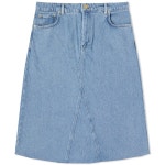 가니 여성용 라이트 스톤 데님 오가닉 코튼 미디 스커트 J1289-564
