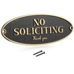 Wonderjune No Soliciting Thank You 사인 현관용 황동 표지판 명판 금속 간판 홈 데코 액세서리 문 또는