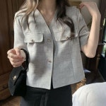 골드버튼 보카시 블라우스 의류 메이비굿