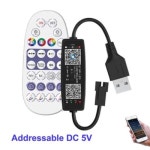 USB 28 키 RGB 주소 지정 LED 스트립 조명 와이파이 픽셀 컨트롤러