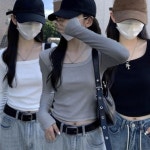 셀러허브 여성트랜드패션으로 레이어드티셔츠 긴팔 입