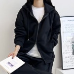 투웨이 여성 후드집업 오버핏 양털 기모 후드 점퍼