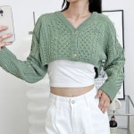 꽈배기 여성 볼레로 가디건 여자 크롭 니트 카디건
