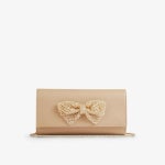 5710173 LK BENNETT Erla bow-embellished leather clutch bag