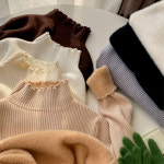 스윗트리 넥프릴 안감 퍼 반폴라 니트 티셔츠 j0903