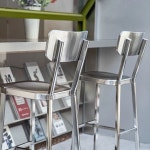 스테인리스 등받이 바 의자 식탁 인테리어 바의자 스틸 스탠딩 1 45cm바의자-밝은살B