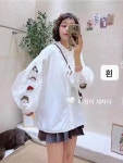 목이 귀선 자수 루즈핏 끈 블라우스 스웨터 S