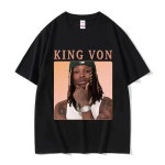 남성 반팔티 남성용 래퍼 K-King Von 그래픽 힙합 고딕 반팔