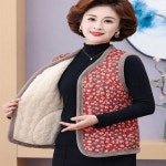중년여성 겨울 융털조끼 플라워 누빔조끼 할머니조끼