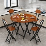 적합 업그레이드된 가정용 1-2인 의자 식탁 원형 폴딩 4개의 업그레이드된 테이블 원탁 접이식테이블 다크우드60CM 접이식 블랙우드 탁자