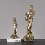 전시 행운의 신화 오브제 여신 엔틱 조각상 부의 행운 티케 석고상 트럼펫 금빛 트럼펫 금빛 부의 여신