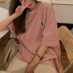 여자 이지 룩 홈웨어 집에서 입는 편한 반팔 티셔츠