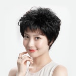 숏펌 웨이브 정수리가발 똑딱이 인모 탈모커버 부분 숏컷 스타일 엄마머리 중년여자 여성 컷트