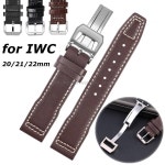 IWC 파일럿 마크용 가죽 스트랩 소 Smartwatch 손목 밴드 접는 버클 여성 남성 팔찌 20 21 327004 377714
