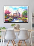 레인보우 캐슬 크로스 스티치 DIY 자수 키트 홈 패셔너블 풍경 장식 그림 인쇄 바느질 수공예 11CT9CT