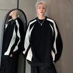 엘럽 남자 맨투맨 스트라이프 추동 기모 패딩 헤비 루즈핏 캐주얼 코트 원템4