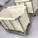 호텔 린넨카트 숙밥 이동식 카트 도구함 모텔 업소 청소 세탁물