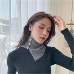 6컬러 도톰 니트단추 터틀넥 넥워머 목토시 겨울 골프 와인