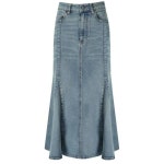 GANNI 가니 틴트 데님 페플럼 A 라인 스커트 J1375091 J1375 091