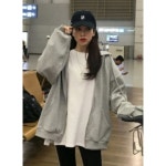 웰데이 여성 2컬러 루즈핏 간절기 후드 집업 교복 후드집업 55