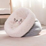 고양이 강아지를위한 따뜻한 침대 부드러운 폴라 플리스 버킷 타입 침낭 반 밀폐 터널 애완 동물 집