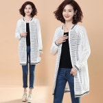 가을 중년여성 슬림 노카라자켓 하프 롱 바람막이 집업