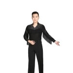 라틴 댄스 남녀 사교 표준 연습복 의상 옷 커플 룩 스포츠 상의 공연복 방송 긴팔 무대 의류