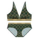 게스언더웨어 게스 언더웨어 여성 데일리 속옷 GUESS UNDERWEAR 체인 심볼포인트 브라렛 팬티 세트 - 그린467416