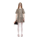 GANNI 가니 오가닉 코튼 데님 미니 드레스 Leopard J1444 943
