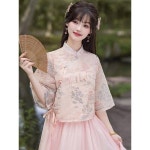 신중식다복여여름개량치파오작업복당복한복여중국풍선의다예복세트