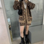 미스멍 모던레오파드패턴니트가디건스웨터코트 니트스커트SET