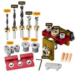 목공 3 In 1 Doweling Jig Kit - 조정 가능한 목재 Dowel 펀치 로케이터 알루미늄 포켓 홀 지그 캐비닛 드릴 가이드 도구