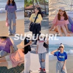 현물 2장감204장감40 SUSUGIRL 자체제작 베이직순색반팔티셔츠여23하
