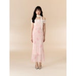 LOUMUTAKU 몽택 quot 아이리시 소리 quot 나팔꽃 자수 일자 어깨 망사 소녀 세트