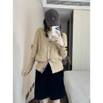 줄리네 졸리 유학선배 빈티지핏 스트라이프 니트 루즈핏 카디건 코트