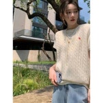 사무직 남매 새 자수 울 니트 여 추동 꽈배기 브이넥 학원풍 풀오버