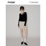 PHISM 봄여름 펀칭 니트 이너 여성 라운드 솔리드 슬림 탑 베이직 심플