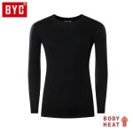 BYC BYC 남성 보디히트 베이직 U넥 긴팔티 검정 S0029