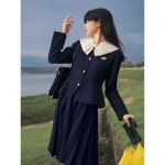 사쿠라가족 오리지널 jk 유니폼 쇼하라 나비 교공감 학원 빈티지 쇼트 코트 세트 여