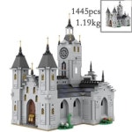 중세 교회 흰색 탑과 성 요새 작은 입자 조립 빌딩 블록 퍼즐 T 스팟 162144 MOC-192638 1189672