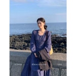 도피셜 빅 플라워 헬레나 헬레나 프렌치 원피스 기질 프린트 날씬한 가을