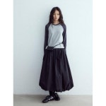 Hello2024 가을신상 캐주얼 밴딩 하이웨스트 심플한 미디 꽃봉오리 스커트 여 H7232